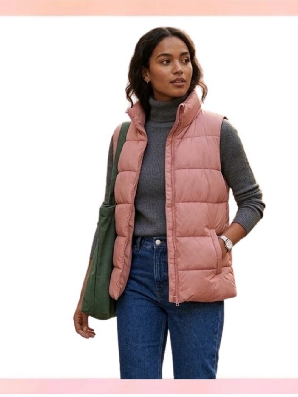 Women's Pink Puffer Vest - Lightweight Quilted Vest Old Navy Medium